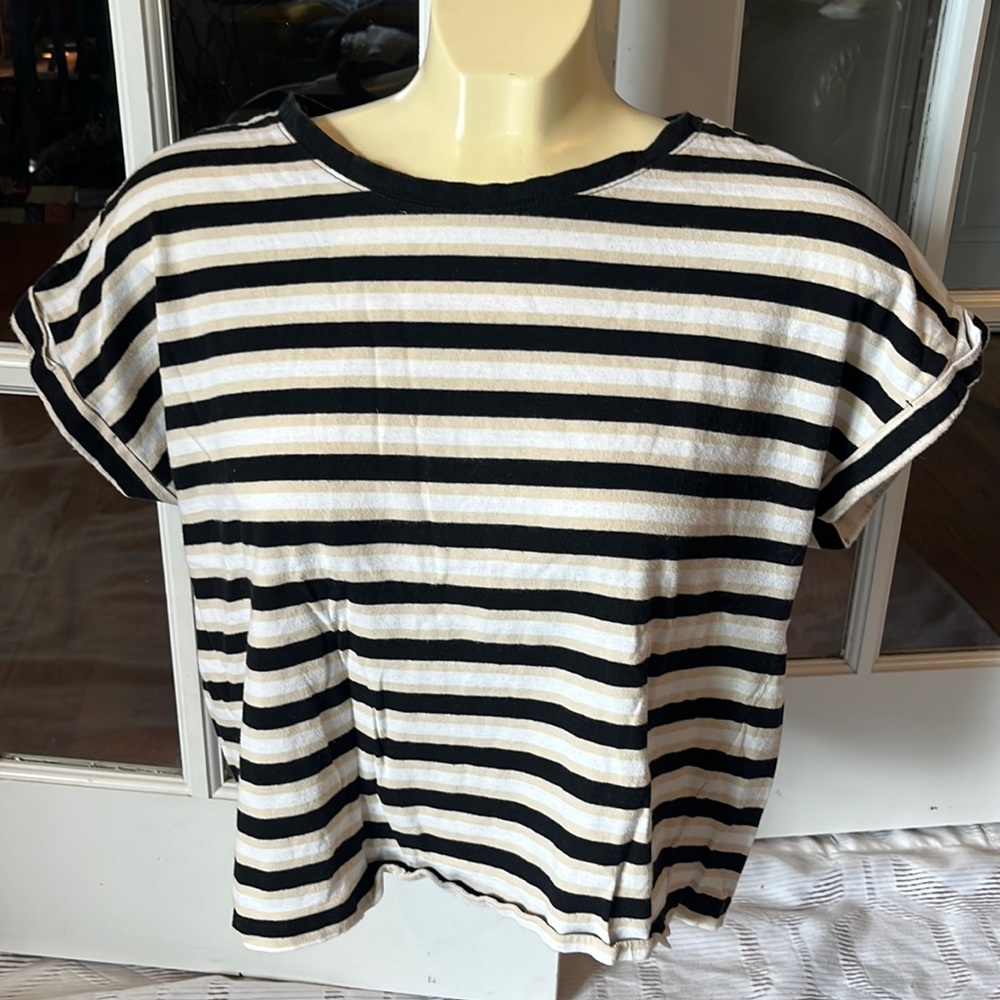 Zara Striped Short Sleeve Tee Shirt Womens sz Medium